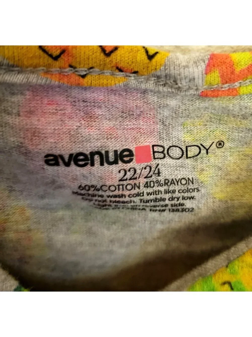 Avenue Body PIneapple Print Cotton Blend Tank Dress/Chemise Sz 22/24 EUC